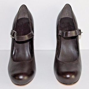 Martin Osa Brown Leather Mary Jane Pumps